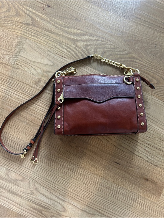 Handbags - Rebecca Minkoff Leather Studded Crossbody Bag - Brown